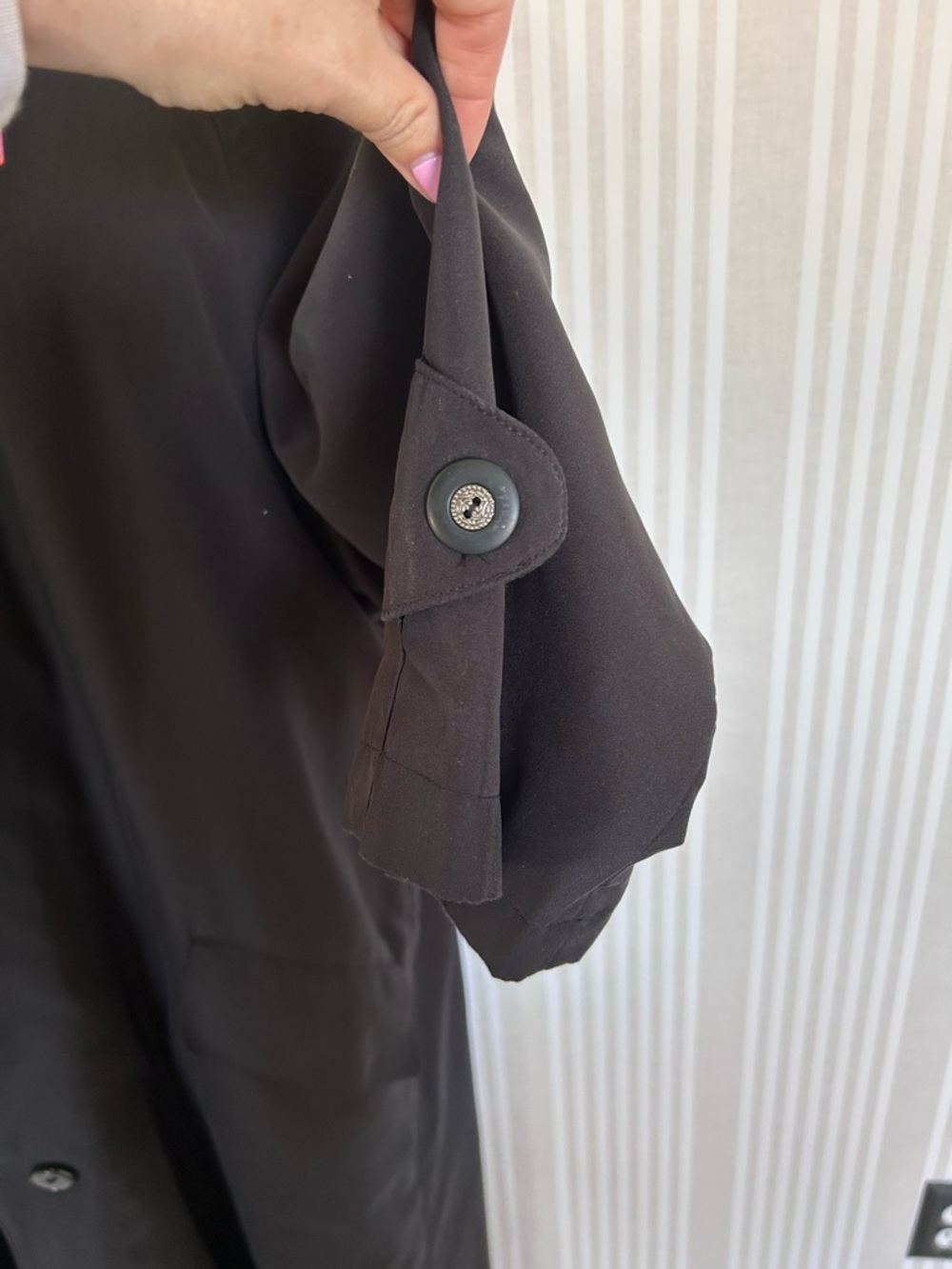 Vintage Anne Klein Black Long Trench Coat with Velvet Collar Women’s Size M - Picture 7 of 11